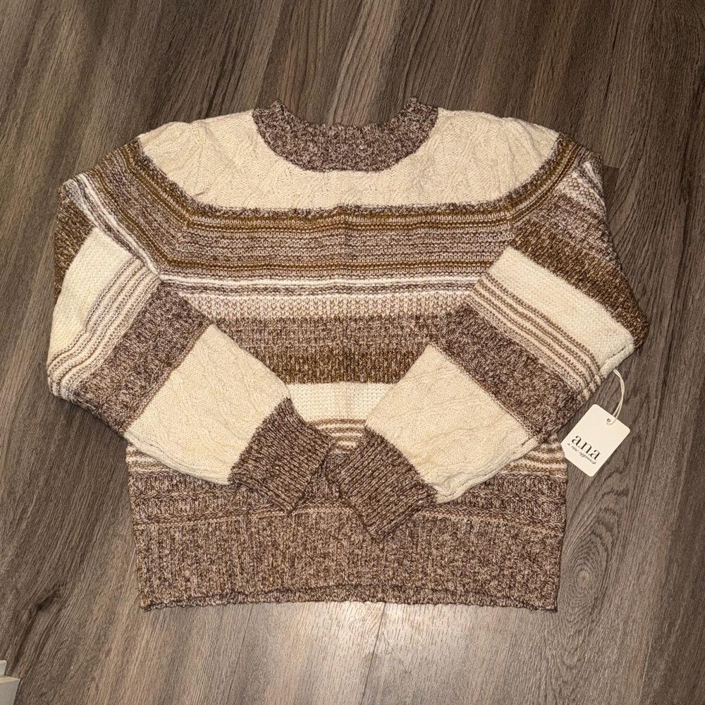 a.n.a Earthy Tone Striped Sweater NWT